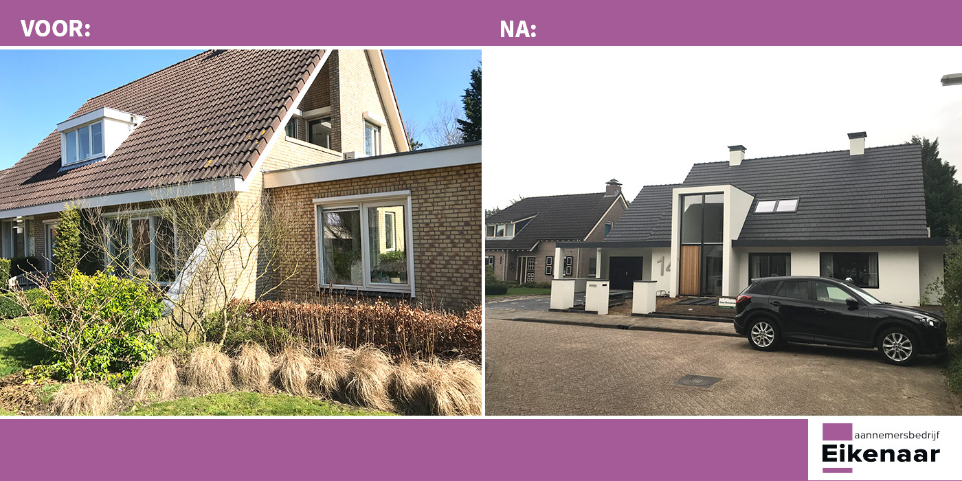 Renovatie bungalow - VOOR & NA situatie - Aannemersbedrijf Eikenaar BV Zwolle